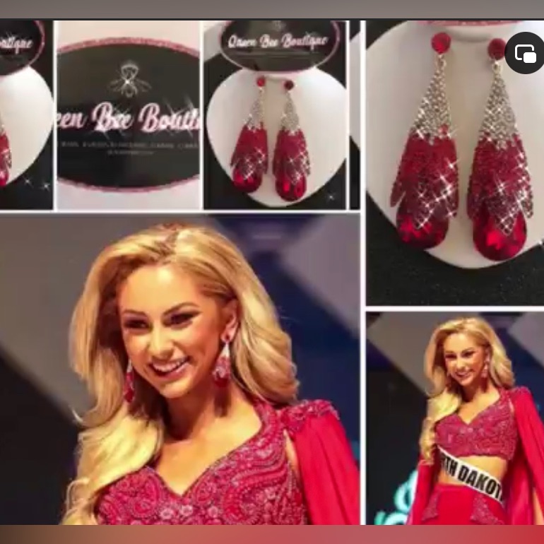 Red Ombre Pageant Earrings Chandelier 34$